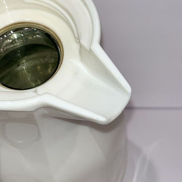 Vintage Insulated Coffee Tea Thermal Pitcher‎ Server Vacuum Carafe White Granny - Picture 9 of 10